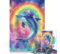Puzzle Aquarelle Dauphin Arc-en-Ciel 1000 pièces pour Adolescents Renforce la mémoire, apaise et détend, Bords Lisses, Cadeau Exceptionnel (50x75cm)