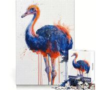 Puzzle Aquarelle d'autruche 1000 pièces pour Adultes, Jouet cognitif, Moment de complicité, Motif à Assembler, Cadeau de Noël (38x52cm)