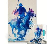 Puzzle Aquarelle de 1000 pièces représentant Un Joueur de Polo, idéal pour Les Adolescents et Leurs activités cérébrales Un Cadeau Parfait pour Les fêtes ! (38x52cm)