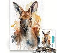 Puzzle Aquarelle de Kangourou pour Adultes,1000 pièces,Jeu de mémoire,Assemblage sécurisé et Solide,Jeu de Construction de Liens significatifs (38x26cm)