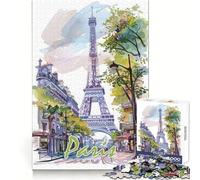 Puzzle Aquarelle de Paris pour Adultes, 1000 pièces, Jeu d'exercice Mental, détente, Design, Assemblage, Cadeau Exquis (38x52cm)