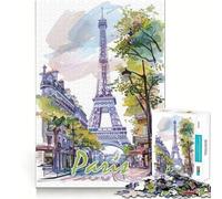 Puzzle Aquarelle de Paris pour Adultes, 1000 pièces, Jeu d'exercice Mental, détente, Design, Assemblage, Cadeau Exquis (38x52cm)