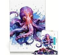 Puzzle Aquarelle de Pieuvre pour Adultes, 1000 pièces, renforce la mémoire, activité à Domicile, Bords Nets, Cadeau Festif (50x75cm)