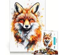 Puzzle Aquarelle de Renard pour Adultes,1000 pièces,Jeu de mémoire,Assemblage sécurisé et Solide,Jeu de Construction de Liens significatifs (50x75cm)