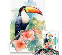 Puzzle Aquarelle d'oiseau Toucan pour Adultes, 1000 pièces, Jeu de logique mentale, Doux et Relaxant, découpe Ferme, liste de souhaits du Père Noël 50x75cm
