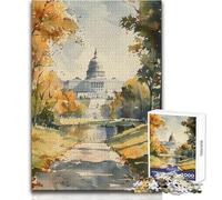 Puzzle Aquarelle du Capitole, 1000 pièces, défi intellectuel et éducatif, Cadeau Unique et Sentimental, Dimensions:50x75cm