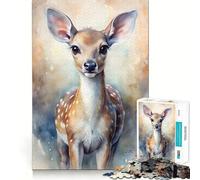 Puzzle Aquarelle d'un Faon pour Adultes,1000 pièces,Jeu de Concentration,découpe de précision,Bords Lisses,défi Amusant pour Passer Le Temps (50x75cm)