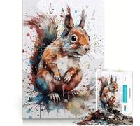 Puzzle Aquarelle écureuil 1000 pièces pour Adolescents Renforce la mémoire Calme et sérénité Qualité supérieure Cadeau de Noël idéal 38x26cm
