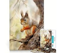 Puzzle Aquarelle écureuil, 1000 pièces, pour Adultes, Jeu Intelligent et Amusant, découpe précise, Cadeau Artistique 38x26cm