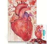 Puzzle Aquarelle en Forme de cœur Humain,1000 pièces,Jeu de Construction,Assemblage sécurisé et Solide,Jouet d'intérieur pour Les Vacances (38x26cm)