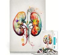 Puzzle Aquarelle en Forme de Rein,1000 pièces,Jeu de réflexion Stimulant,sans pièces détachées,défi cérébral interactif pour la Maison (38x52cm)