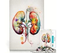 Puzzle Aquarelle en Forme de Rein pour Adolescents,1000 pièces,Jeu de mémoire Amusant,Surface Lisse sans bavures,Cadeau d'anniversaire,Casse-tête (38x26cm)
