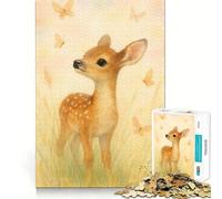 Puzzle Aquarelle Faon et Papillons 1000 pièces Stimule l'esprit Découpe Nette Composants Robustes Un Divertissement captivant pour des Moments de détente à la Maison (50x75cm)