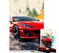 Puzzle Aquarelle Ferrari Rouge pour Adolescents, 1000 pièces, Jeu de réflexion, évasion Calme, Bords précis, Cadeau Exceptionnel (50x75cm)