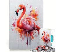 Puzzle Aquarelle Flamant Rose pour Adolescents 1000 pièces Wise Think Toy Gentle Leisure Tight Cut Liste de souhaits du Père Noël (38x26cm)