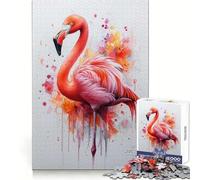 Puzzle Aquarelle Flamant Rose pour Adolescents 1000 pièces Wise Think Toy Gentle Leisure Tight Cut Liste de souhaits du Père Noël (38x26cm)
