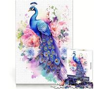Puzzle Aquarelle Florale Paon 1000 pièces pour Adolescents Développement de la mémoire Design apaisant et Relaxant Cadeau Classique (38x26cm)