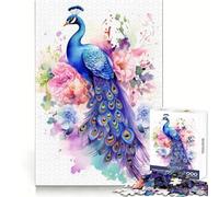 Puzzle Aquarelle Florale Paon pour Adolescents, 1000 pièces, pour stimuler la mémoire, se détendre et s'amuser, Un Cadeau Exquis (38x52cm)