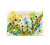 Puzzle aquarelle grenouille bleu vert robuste de 2 mm pour adultes, 1000 pièces
