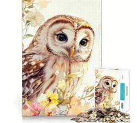 Puzzle Aquarelle Hibou dans Les Fleurs 1000 pièces pour Adultes, Jeu de logique Stimulant, Amusant à Partager, Bords de qualité supérieure, Cadeau élégant (50x75cm)