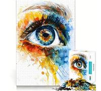 Puzzle Aquarelle œil 1000 pièces pour Adolescents Stimule l'esprit Ajustement Parfait Loisirs captivants pour des Moments de détente à la Maison (50x75cm)