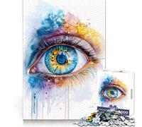 Puzzle Aquarelle Œil pour Adolescents 1000 pièces Sharp Recall Quiet Recreation Uniform Cut Cadeau de Noël Unique (38x52cm)