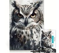 Puzzle Aquarelle La beauté du Hibou 1000 pièces, Casse-tête Difficile pour Adultes, Jeu de logique Solide, Simple et Amusant, découpe de précision, Cadeau de Noël (38x52cm)