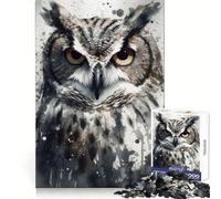 Puzzle Aquarelle La beauté du Hibou pour Adultes, 1000 pièces, Jeu de logique Robuste, Anti-Tension, Bords Transparents, Cadeau de qualité supérieure (38x26cm)