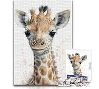 Puzzle Aquarelle La Petite Girafe de 1000 pièces pour Adultes:Jeu d'adresse interactif et éducatif, Une Excellente idée Cadeau Originale Dimensions:38x52 cm