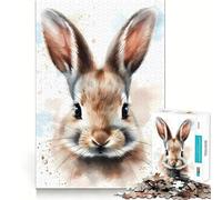 Puzzle Aquarelle Lapin 1000 pièces pour Adolescents, Jeu de logique Fine, Loisirs faciles, Bords Nets, Cadeau de Festival (38x26cm)