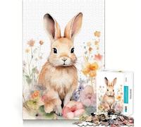 Puzzle Aquarelle Lapin 1000 pièces pour Adultes, Jeu de réflexion, Divertissement paisible, pièce de Collection aux découpes soignées (38x26cm)