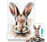 Puzzle Aquarelle Lapin pour Adolescents 1000 pièces, Jeu de réflexion, évasion Calme, Bords précis, Cadeau Exceptionnel (50x75cm)