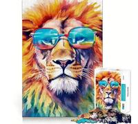 Puzzle Aquarelle Lion 1000 pièces Jeu de Concentration mentale Conception sans Espace Défi cérébral interactif pour la Maison (50x75cm)