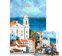 Puzzle Aquarelle Lisbonne pour Adultes, 1000 pièces, Exercice de raisonnement, Plaisir Facile, Bords de qualité supérieure, Joli Cadeau (50x75cm)
