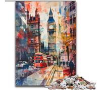 Puzzle Aquarelle Londres Big Ben 1000 pièces pour Adultes et Adolescents, idéal pour Les soirées Jeux, Jouet coloré à Offrir (50x75cm)