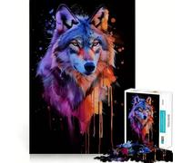 Puzzle Aquarelle Loup 1000 pièces,Jeu de réflexion Amusant,pièces précises et sans Couture,activité relaxante à Faire en Groupe à l'intérieur (38x26cm)