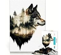 Puzzle Aquarelle Loup 1000 pièces pour Adolescents,Jeu de réflexion,découpe Laser pour Un Assemblage Parfait,activité de Groupe relaxante en intérieur (50x75cm)