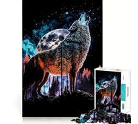 Puzzle Aquarelle Loup 1000 pièces Stimulation Cognitive Amusant Pièces nettes et sans bavures Jouet de Divertissement d'intérieur pour Les Vacances (50x75cm)