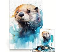 Puzzle Aquarelle Loutre de mer 1000 pièces,Jeu créatif et Intelligent,pièces Robustes et découpées avec précision,idéal pour Les Voyages (38x26cm)