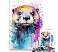 Puzzle Aquarelle Loutre de mer pour Adultes,1000 pièces,Jeu Stimulant l'esprit,Format Uniforme,pièces précises,idéal pour Les Voyages (38x26cm)