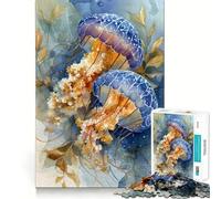 Puzzle Aquarelle méduse 1000 pièces Jeu de Construction Assemblage Facile et sécurisé Jouet d'intérieur pour Les fêtes (38x52cm)