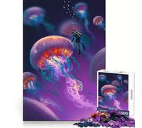 Puzzle Aquarelle méduse 1000 pièces pour Adolescents, développement de la réflexion, Loisirs et Plaisir, Bords Nets, Cadeau d'hiver (38x26cm)
