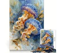 Puzzle Aquarelle méduse 1000 pièces pour Adolescents, développement du raisonnement, évasion sereine, découpe Nette, Cadeau attentionné (50x75cm)