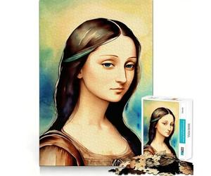 Puzzle Aquarelle Monalisa pour Adultes,1000 pièces,Jeu de réflexion Amusant,Technologie de découpe Laser avancée,défi Stimulant pour Passer Le Temps (50x75cm)