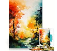 Puzzle Aquarelle Nature 1000 pièces Jeu de réflexion Stimulant Emboîtement Parfait Défi cérébral interactif pour la Maison (50x75cm)