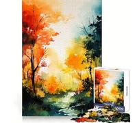 Puzzle Aquarelle Nature pour Adolescents, 1000 pièces, Exercice cognitif, Loisirs, Plaisir, Bords Nets, Cadeau de Noël (38x26cm)
