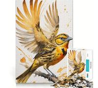 Puzzle Aquarelle Oiseau Jaune 1000 pièces Jeu de réflexion de qualité supérieure,découpé au Laser Exercice Mental Calme à Faire à la Maison (38x52cm)