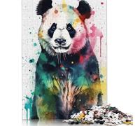 Puzzle aquarelle panda de 500 pièces, puzzle carré créatif pour adultes et puzzles en bois, jouets, jeu intellectuel, 500 pièces (52 x 38 cm)