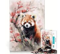 Puzzle Aquarelle Panda Roux, 1000 pièces, Casse-tête Difficile pour Adultes, Jeu de logique Fine, Moment de détente et de Plaisir, Bords Nets, Cadeau attentionné (50x75cm)