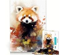 Puzzle Aquarelle Panda Roux, 1000 pièces, Difficile, pour Adultes, Jeu de logique et d'adresse, à Partager en Famille, découpe précise, Objet de Collection (50x75cm)